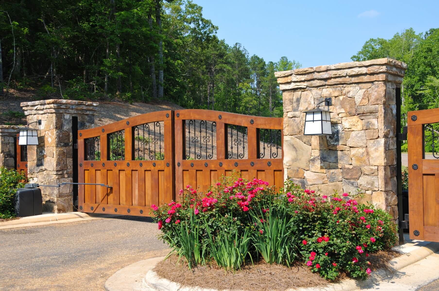 Stately Entrance to a New Gated Community Automatic Driveway Gates